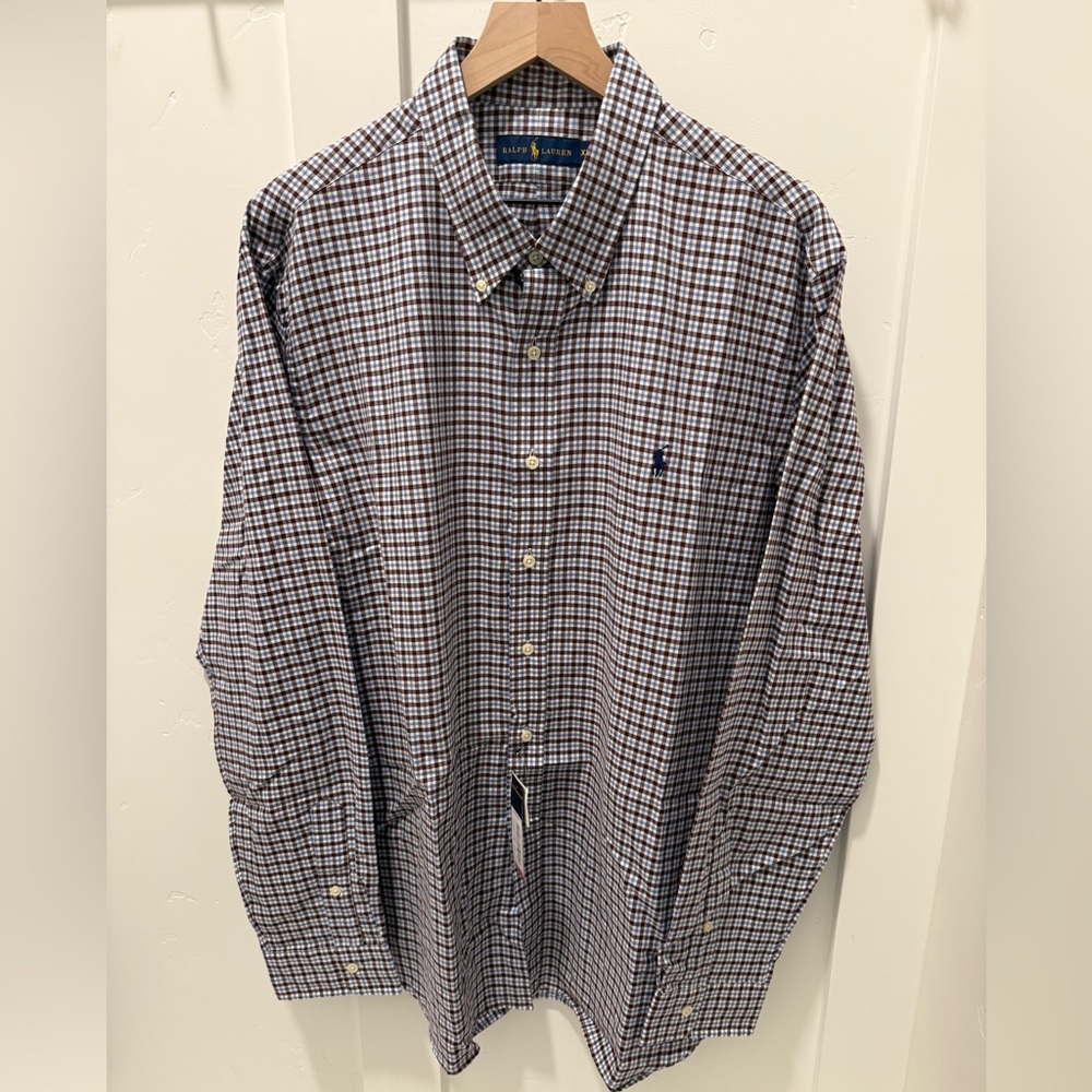 Polo Ralph Lauren Checkered Brown and White Shirt
